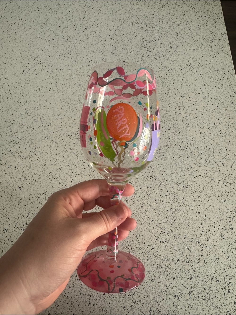 Lolita Pink wine glass-birthday themed